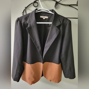 Ya Los Angeles black and brown colour-block blazer in size US L